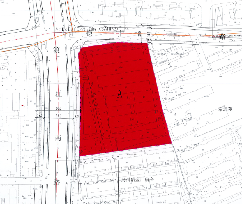 扬州市冶金厂宿舍,西至渡江南路,北至横十一路,出让面积 11103㎡,规划