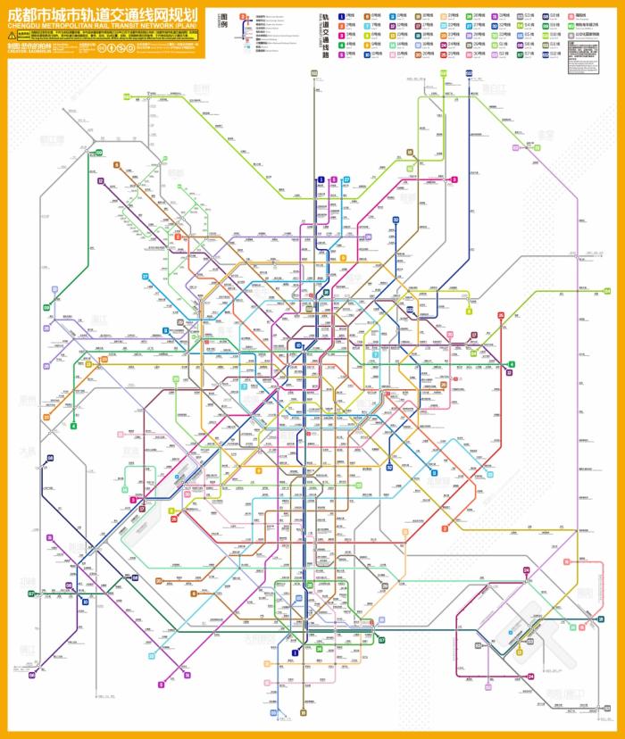 成都市轨道交通线网规划图,绘制:@悲伤的柏林 也就是说