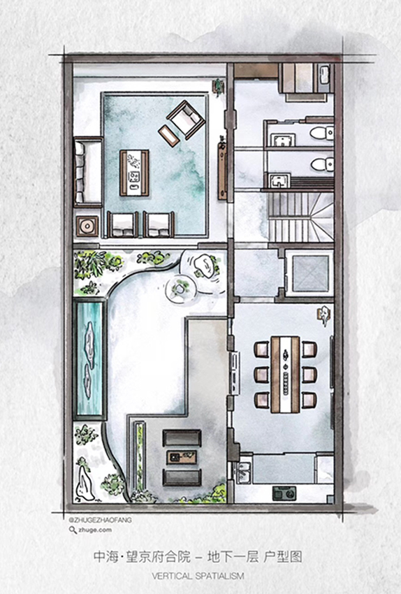 中海望京府合院·地下一层(诸葛找房原创手绘户型图)