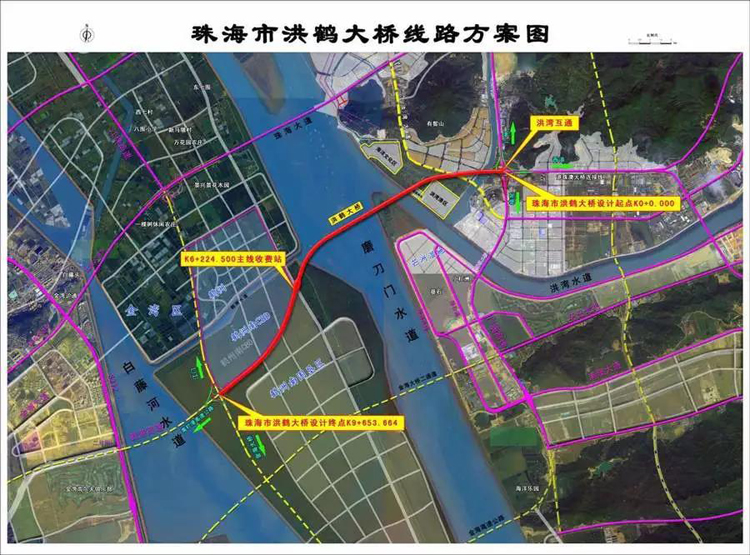 洪鹤大桥工程 起点位于香洲区南屏镇洪湾互通,对接港珠澳大桥珠海