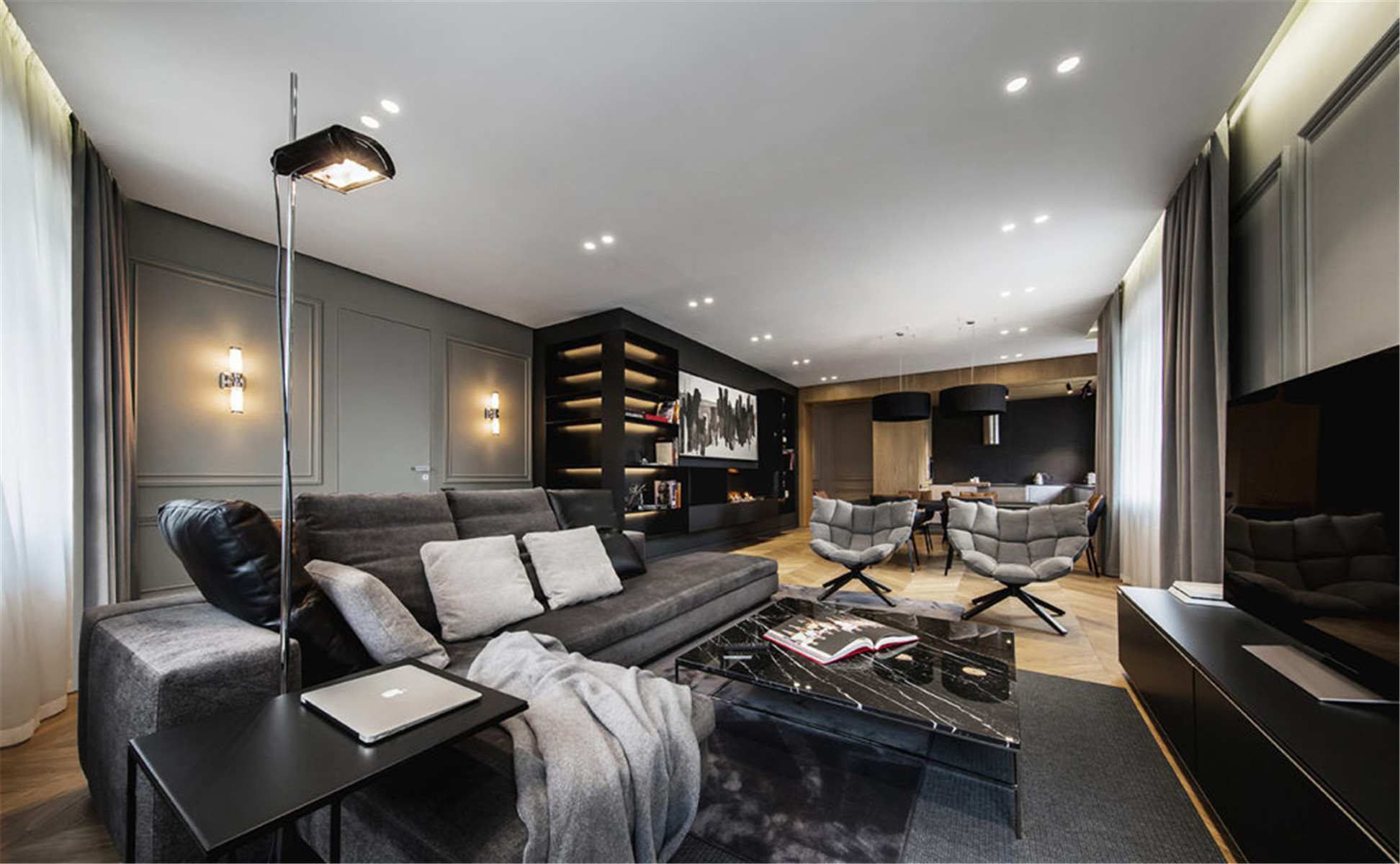 119平 酷酷的高级黑_119平 酷酷的高级黑后现代2室119平13万装修案例