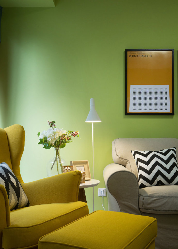 北京装修 北京装修案例 80平简约两居,嫩绿搭配暖黄的清新色彩,温暖又