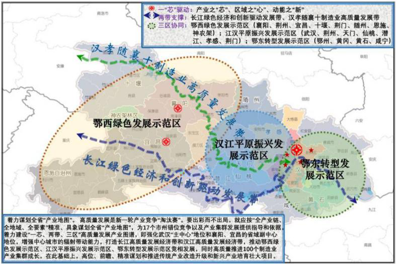 图15:湖北省"一芯两带三区"产业规划图