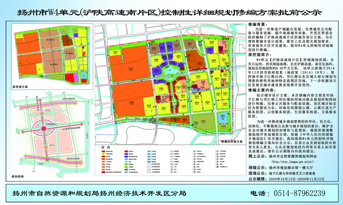 近日,扬州规划局官网上公示了扬州市w4单元(沪陕高速南片区)的最新